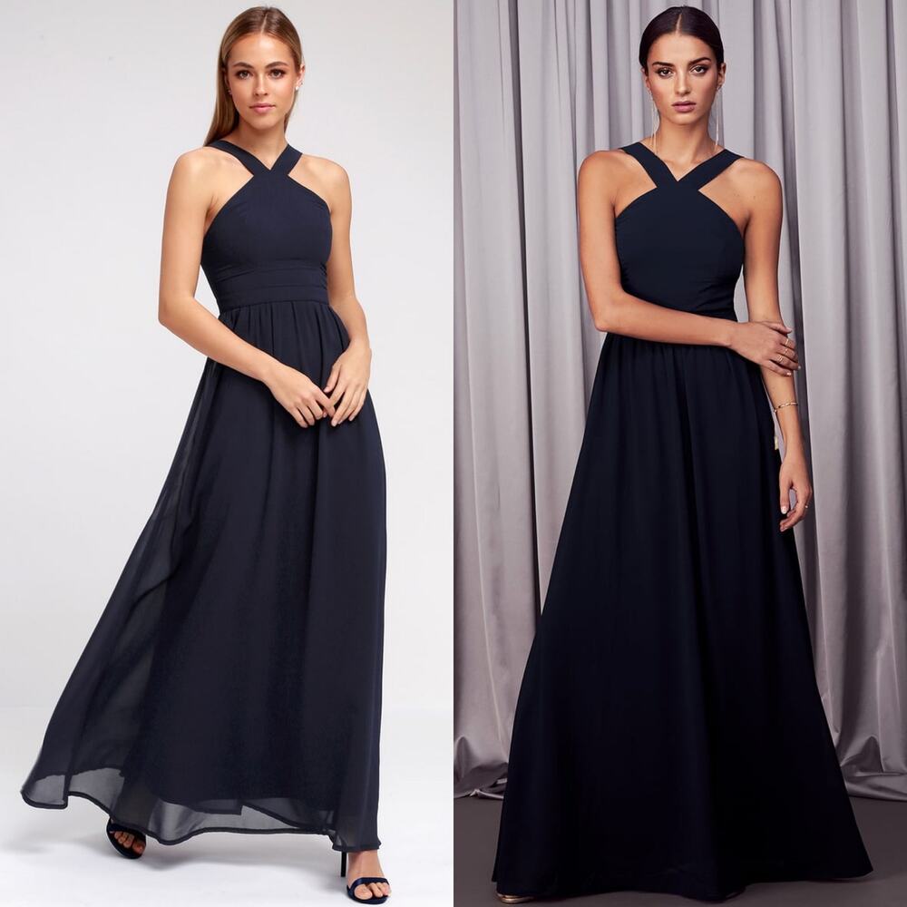 Lulus Air of Romance Navy Blue Maxi Dress